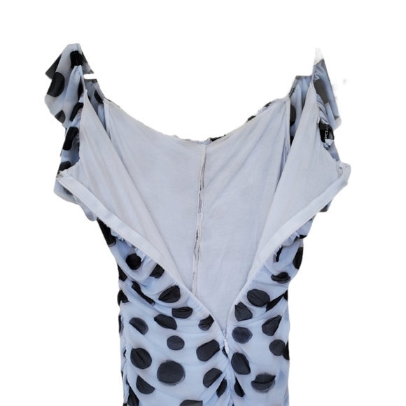 Bebe Stéphanie Rouched Polka Dot Dress Medium - Picture 8 of 11